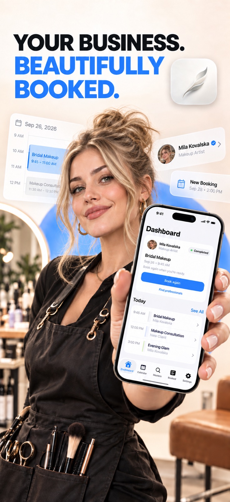 ARSO booking experience shown with an independent beauty professional